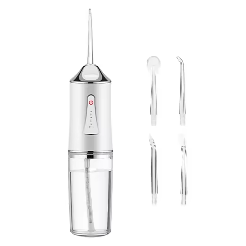 White Portable Water Flosser Oral Irrigator with 230ml Tank and 3 Modes Rechargeable IPX7 Waterproof Teeth Cleaner for Australian Home and Travel Use - Image 1