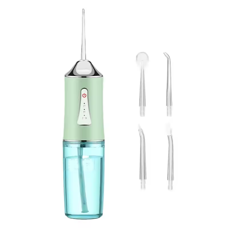 Green Portable Water Flosser Oral Irrigator with 230ml Tank and 3 Modes Rechargeable IPX7 Waterproof Teeth Cleaner for Australian Home and Travel Use - Image 1