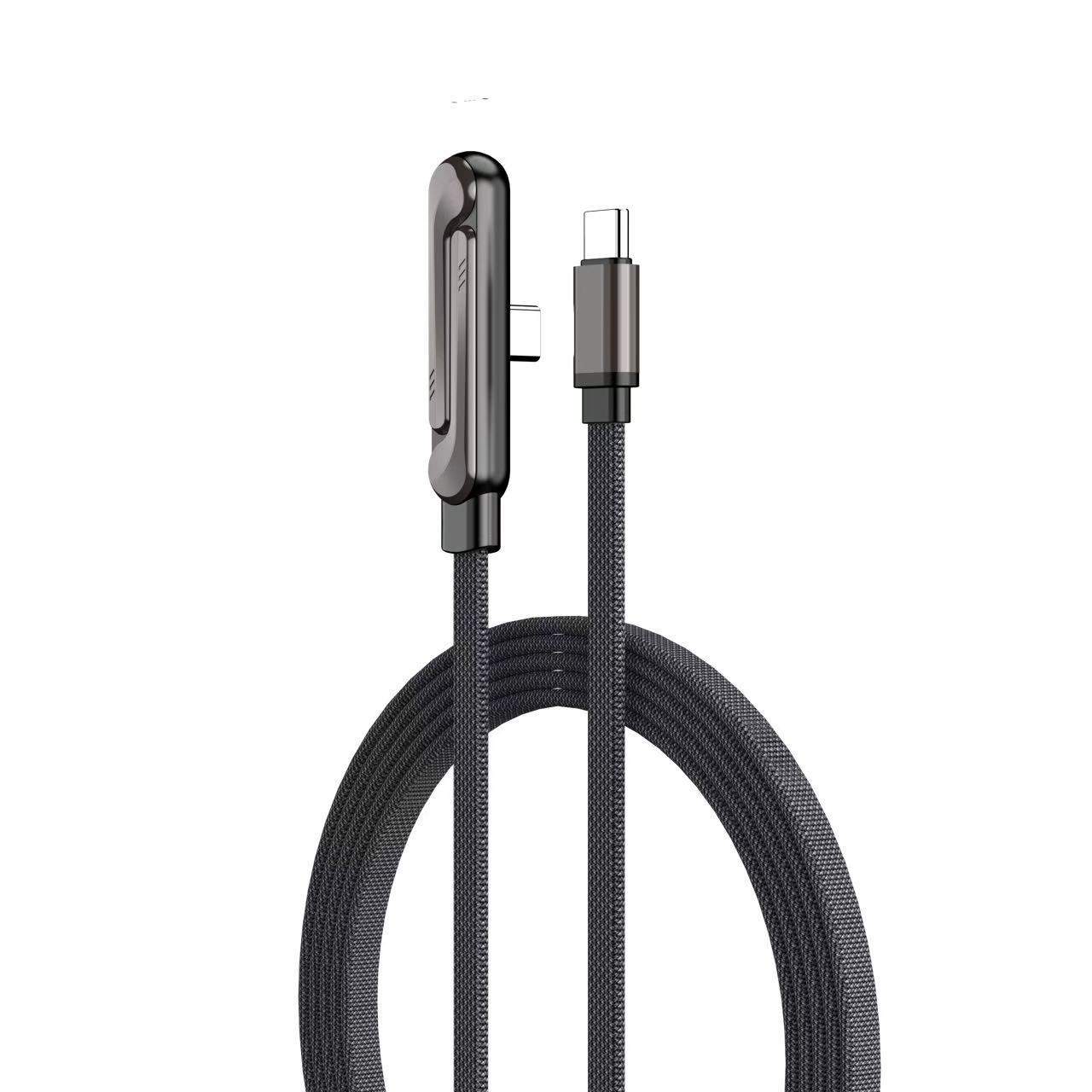 240W USB-C to USB-C Fast Charging Cable with Integrated Folding Phone Stand and 90 Degree Elbow for Mobile Gaming and Video Streaming - Image 1