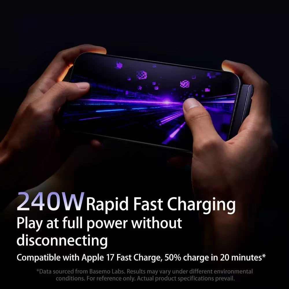 240W USB-C to USB-C Fast Charging Cable with Integrated Folding Phone Stand and 90 Degree Elbow for Mobile Gaming and Video Streaming - Image 3