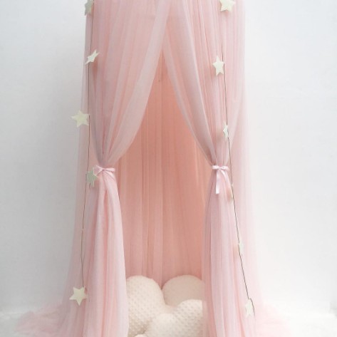 Pink Nordic Style 7-Layer Tulle Bed Canopy 300cm Extra Long 60cm Dome for Australian Kids Bedroom Nursery and Playroom Decor - Image 1
