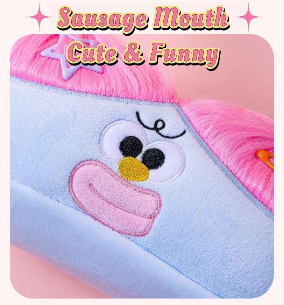 Green Funny Plush Big Eye Monster Pencil Case with DIY Messy Hair Large Capacity Stationery Pouch for Australian Students and School Gift - Image 2