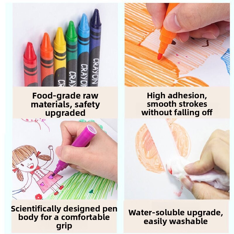 Pink 208-Piece Kids Art Set with Built-in Trifold Easel Drawing and Painting Kit for Students with Watercolor Pens Crayons and Pencils for Aussie Homes - Image 4