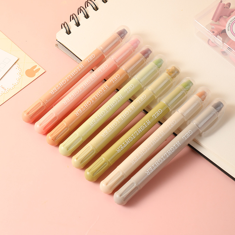 Morandi Color Solid Gel Highlighters 8 Pack No Bleed Dry Highlighter Pens for School Office Journaling and Aussie Students Stationery Kit - Image 1