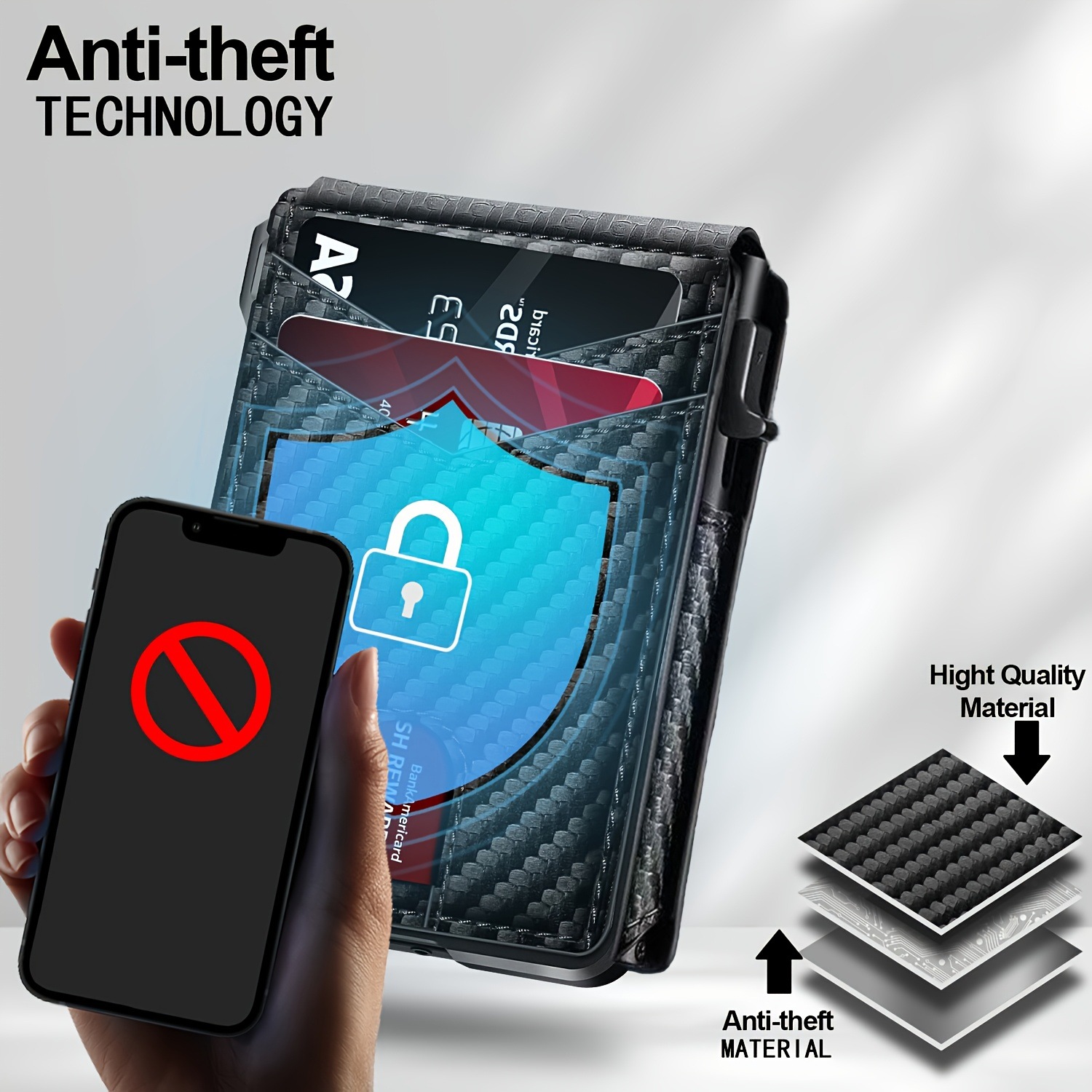 Carbon Fiber Slim Bifold Wallet for Men with RFID Blocking Pop-up Card Ejector and Magnetic Closure Minimalist Design for Australian Daily Use - Image 4