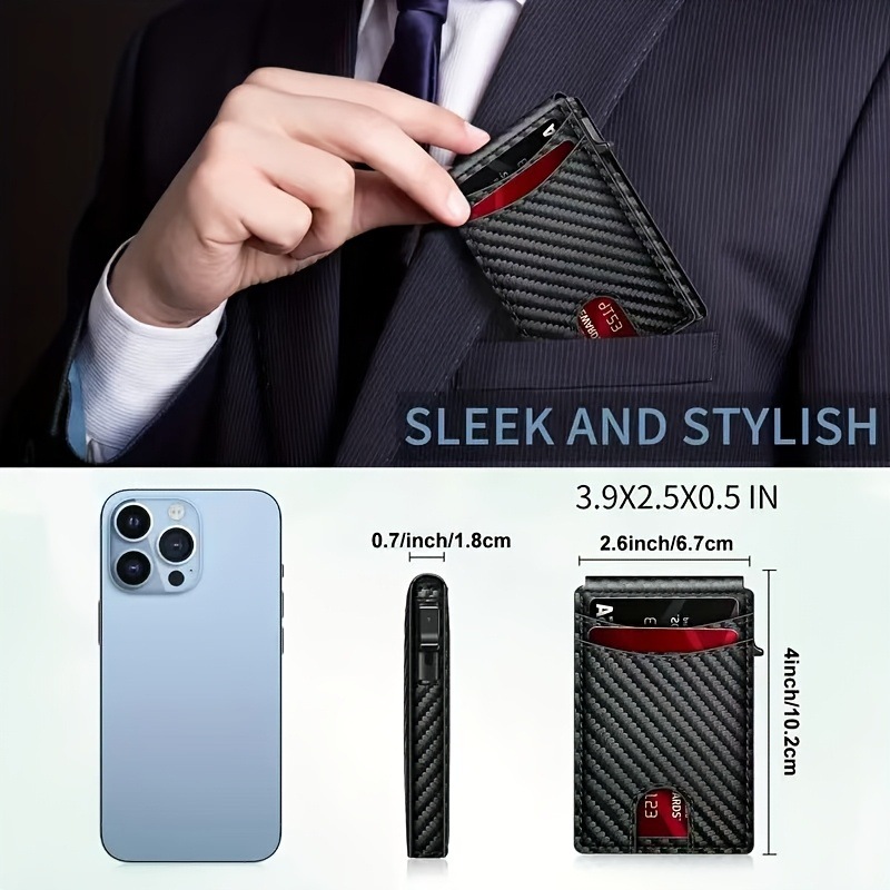 Carbon Fiber Slim Bifold Wallet for Men with RFID Blocking Pop-up Card Ejector and Magnetic Closure Minimalist Design for Australian Daily Use - Image 5