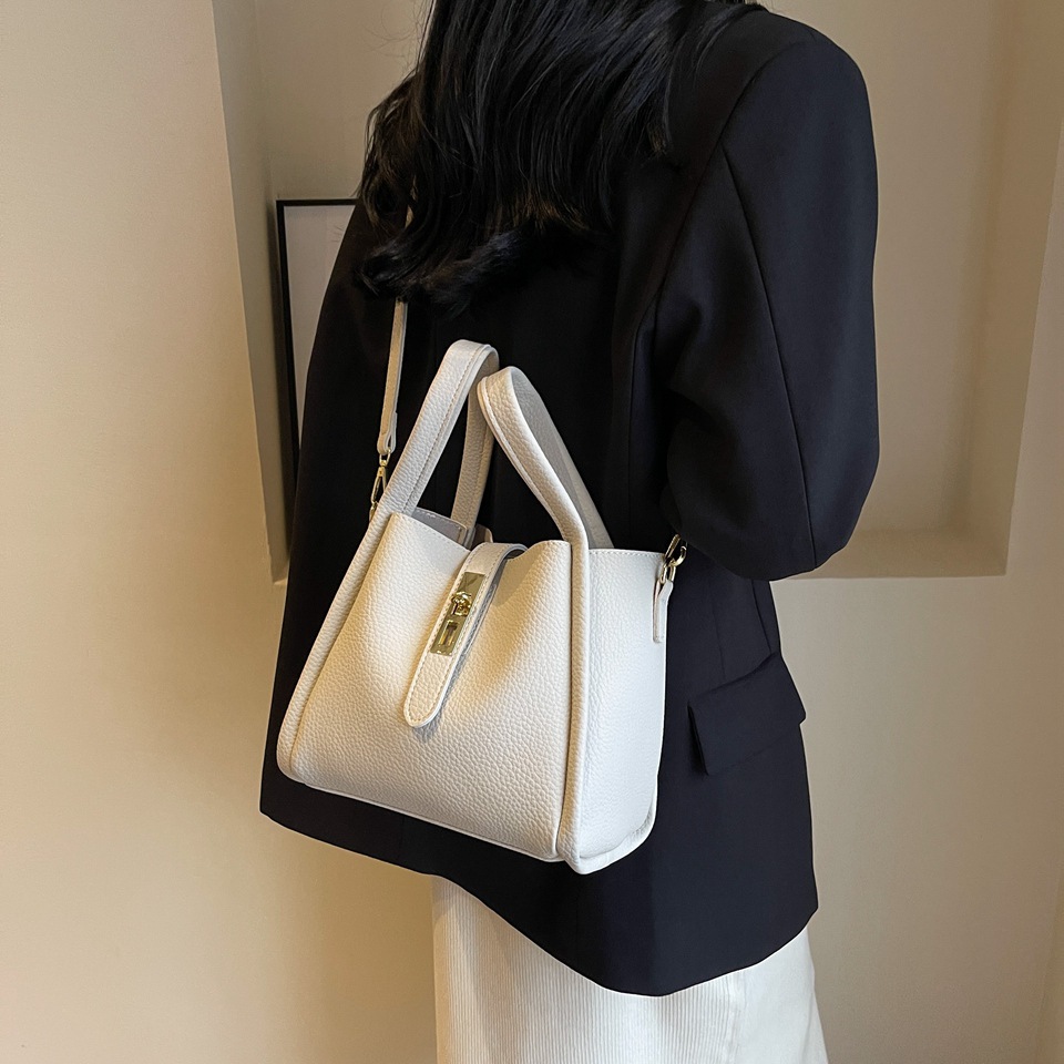 Beige Retro 2-Piece Women's Bucket Bag Set with Removable Inner Pouch PU Leather Crossbody Handbag and Fashionable Tote for Australian Everyday Use - Image 1