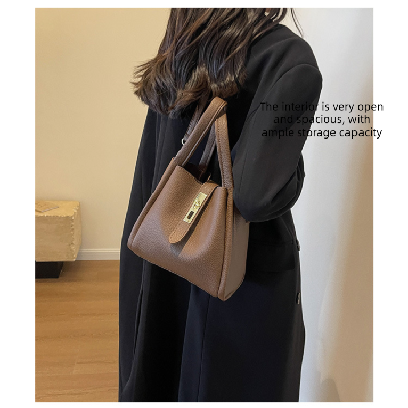 Yellow Retro 2-Piece Women's Bucket Bag Set with Removable Inner Pouch PU Leather Crossbody Handbag and Fashionable Tote for Australian Everyday Use - Image 3