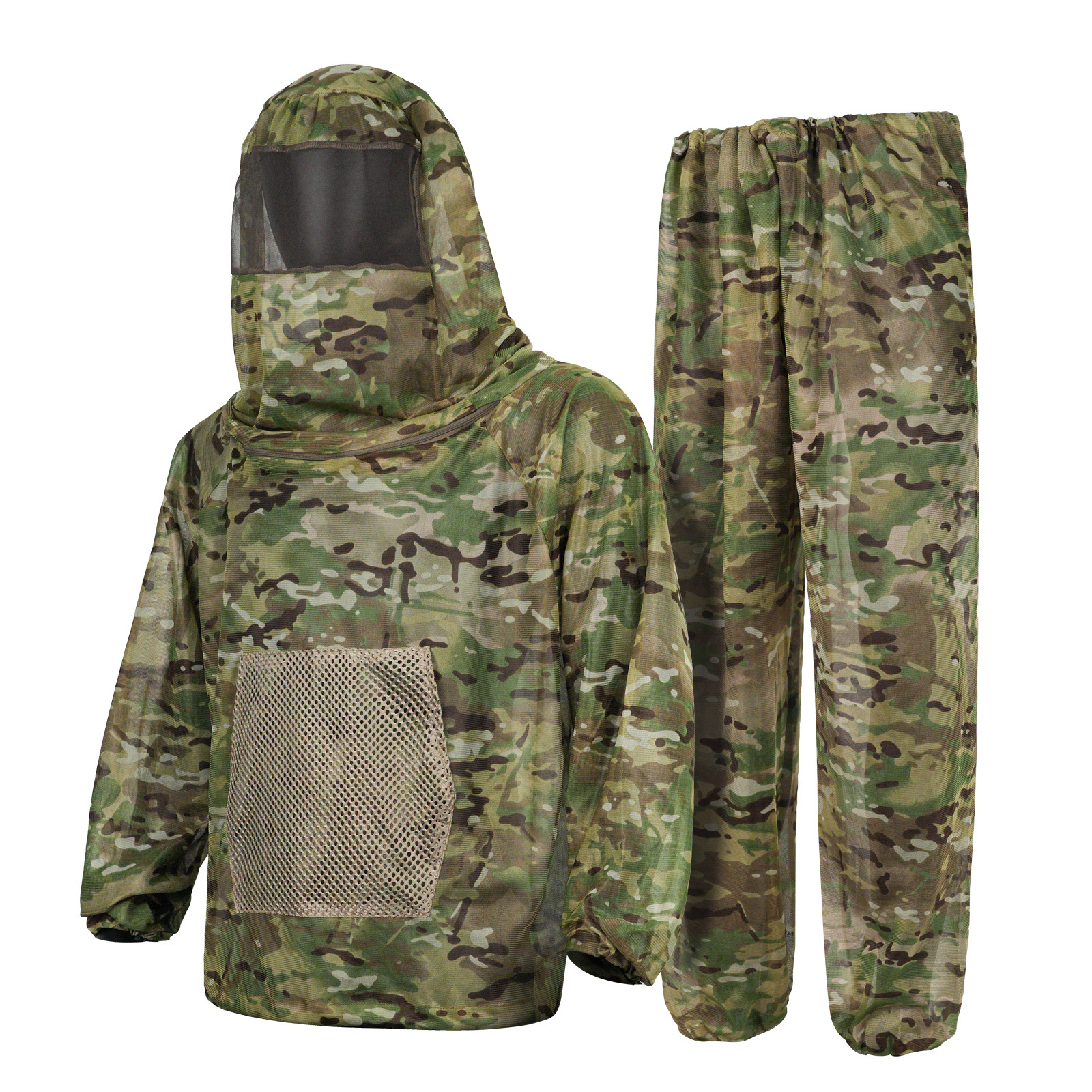 CP in multiple locations Camouflage Mosquito Repellent Suit Ultra-Fine Mesh Hooded Ghillie Suit for Outdoor Hunting Camping Fishing and Beekeeping(XL/XXL) - Image 1