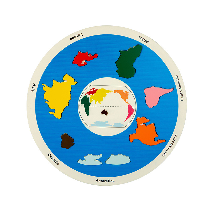 Seven Continents 1.05 Educational Wooden Cognitive Matching Puzzle Toy for Kids Early Learning and Fine Motor Skill Development, Durable Preschool Accessory - Image 1