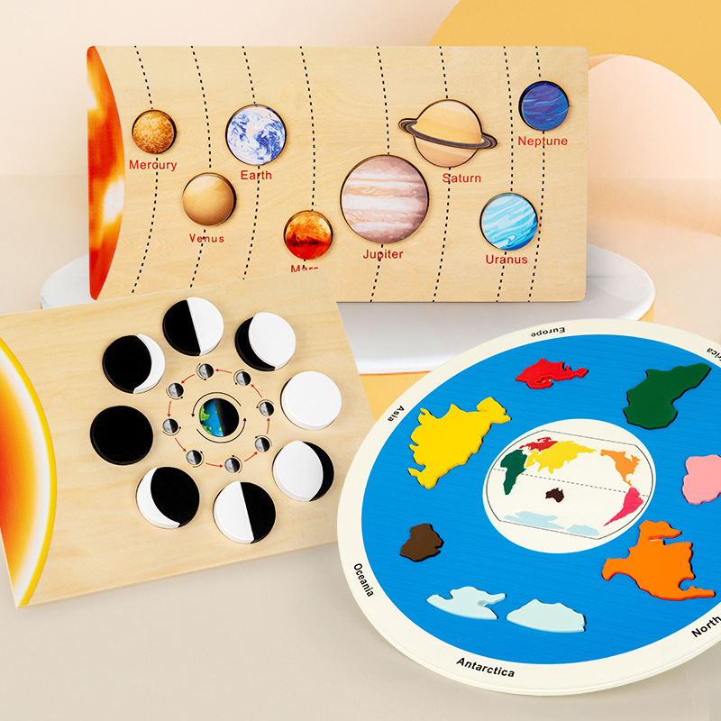 Lunar phase change 0.45 Educational Wooden Cognitive Matching Puzzle Toy for Kids Early Learning and Fine Motor Skill Development, Durable Preschool Accessory - Image 2