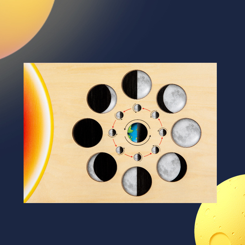 Lunar phase change 0.45 Educational Wooden Cognitive Matching Puzzle Toy for Kids Early Learning and Fine Motor Skill Development, Durable Preschool Accessory - Image 3
