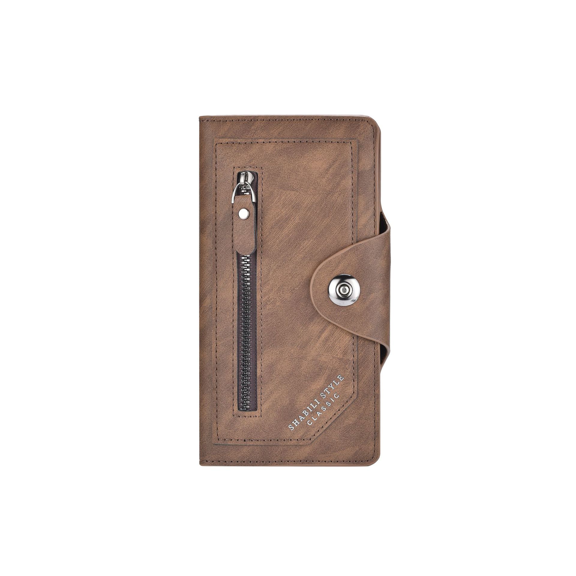 Dark coffee Vintage Men's Long Wallet Slim PU Leather Clutch with Multi Card Slots and External Zipper Pocket, Large Capacity Fashion Purse for Daily Use - Image 1
