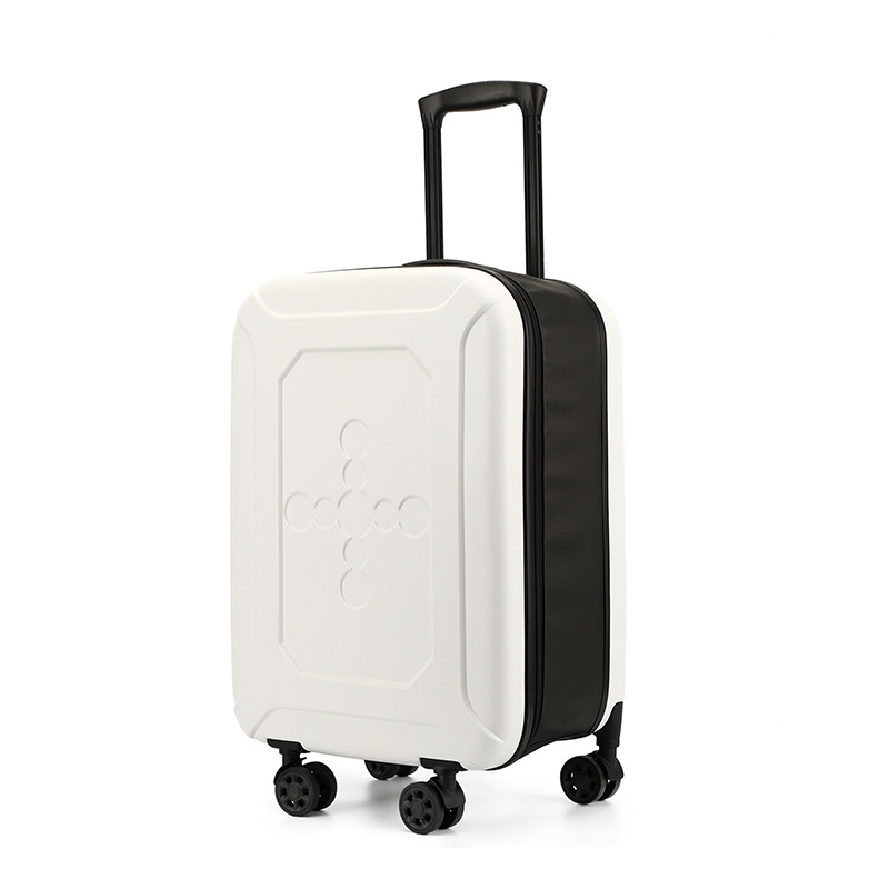 White 20 Inch Foldable Carry-on Suitcase Ultra Lightweight 2.1kg Hard Shell Luggage with 360 Spinner Wheels and Combination Lock for Australian Travel - Image 1