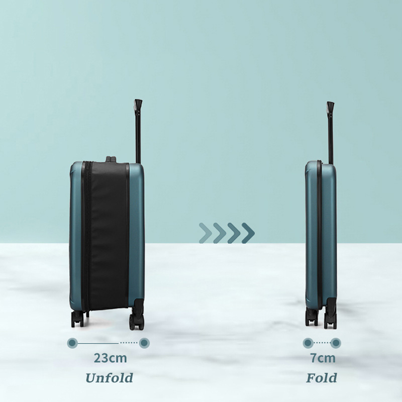 White 20 Inch Foldable Carry-on Suitcase Ultra Lightweight 2.1kg Hard Shell Luggage with 360 Spinner Wheels and Combination Lock for Australian Travel - Image 4