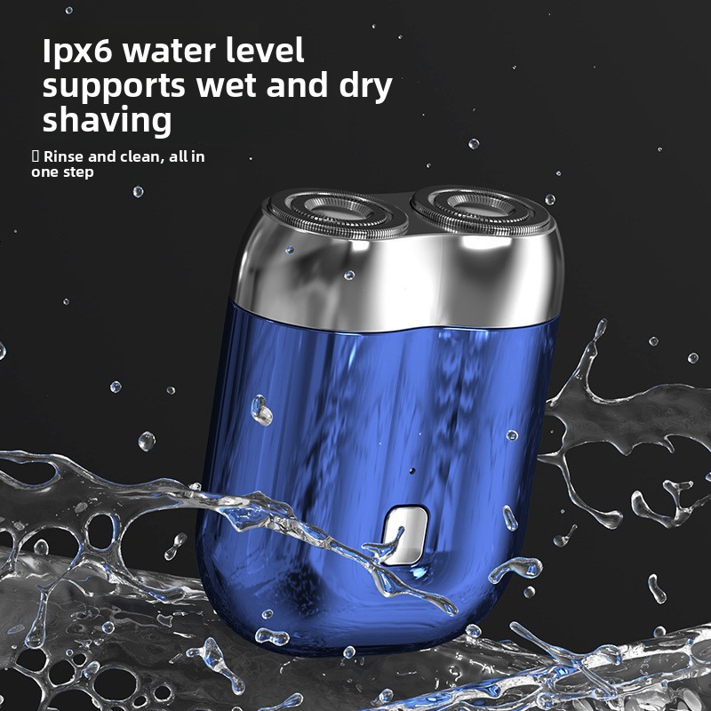 Blue Portable Mini Electric Shaver with Dual Floating Heads IPX6 Waterproof Rechargeable Travel Razor for Men for Grooming and Business Trips - Image 3