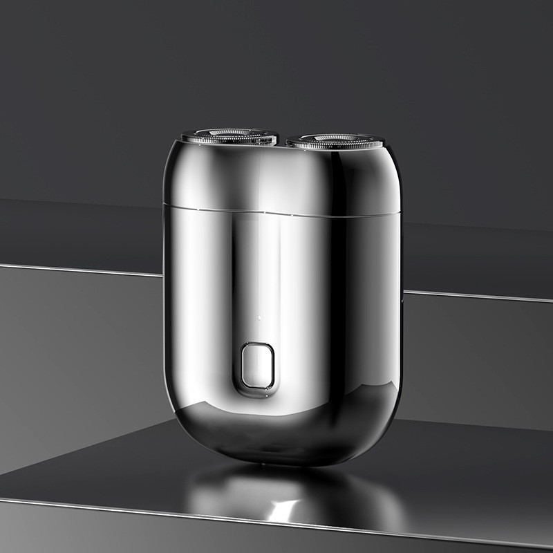 Silver Portable Mini Electric Shaver with Dual Floating Heads IPX6 Waterproof Rechargeable Travel Razor for Men for Grooming and Business Trips - Image 1