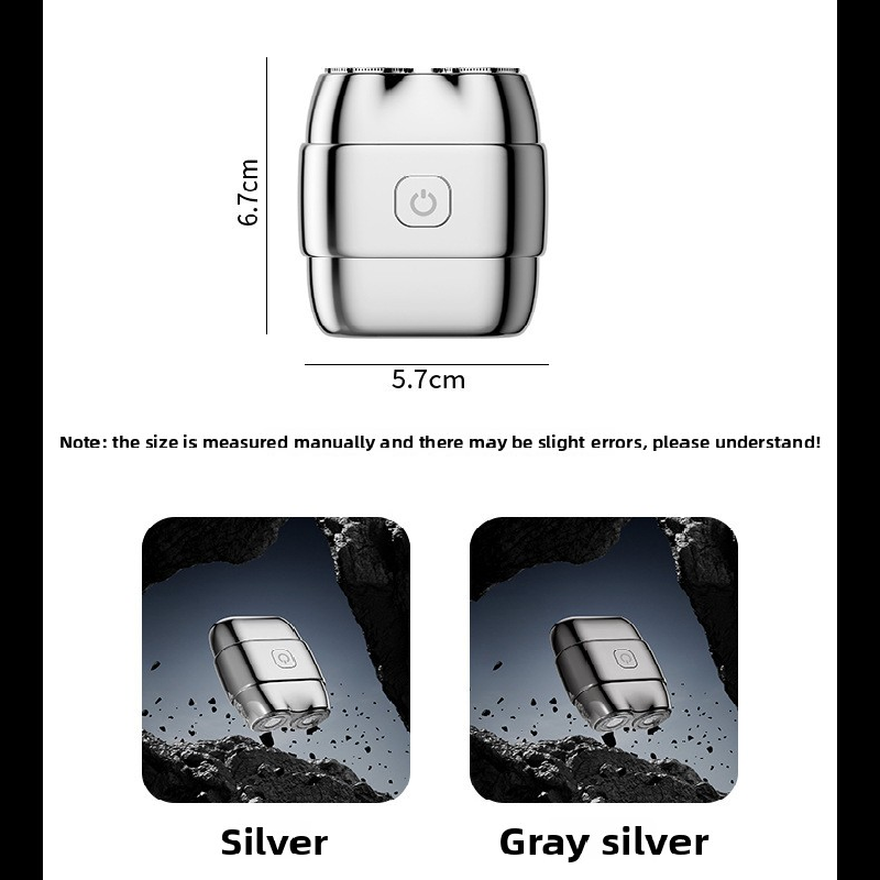 Grey Mini Electric Shaver with Dual Floating Heads Magnetic Suction and IPX5 Waterproofing for Men Travel Grooming Compact Rechargeable Razor AU Stock - Image 5