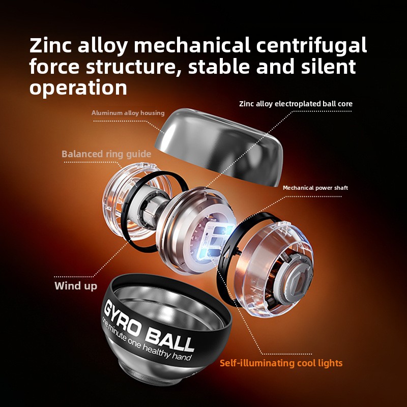 Black LED Gyro Ball Wrist Power Trainer with Digital Counter and Auto-Start Zinc Alloy Core for Grip Strength and Stress Relief in Australian Homes - Image 3