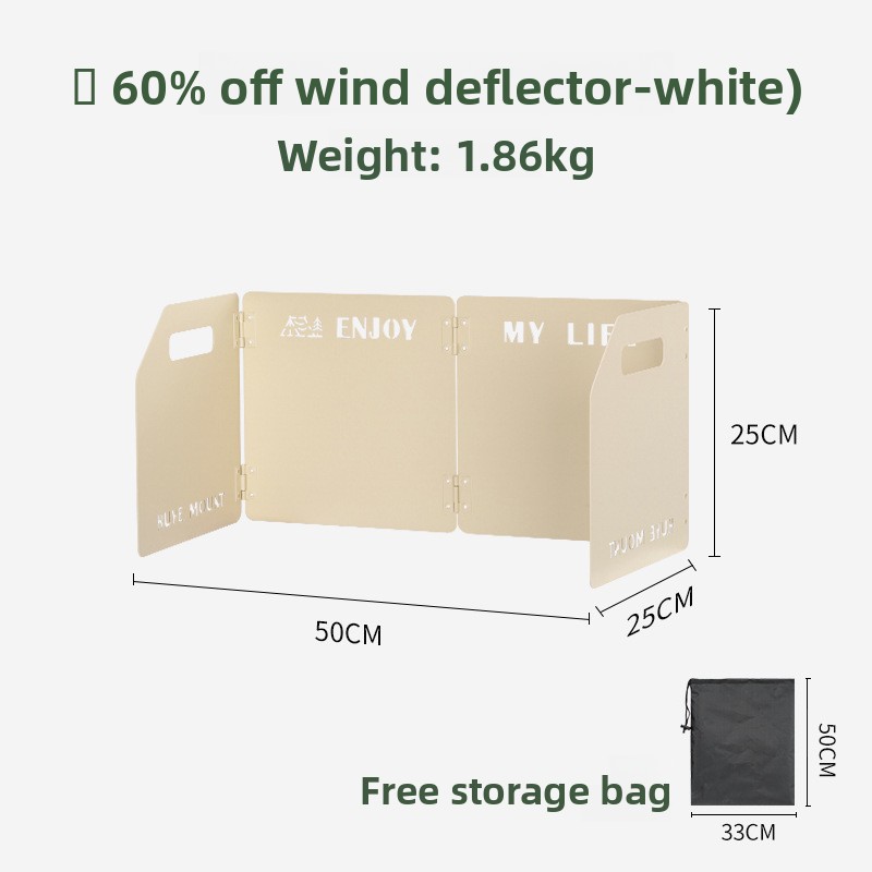 White Heavy-Duty 4-Fold Camping Stove Windshield Portable Steel Wind Deflector for Outdoor Cooking and Picnics with Storage Bag - Image 1