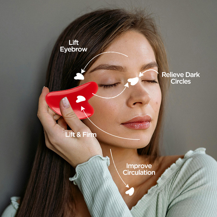 Pink Dual-Head Resin Facial Roller and Heart-Shaped Gua Sha Set for Home SPA Skincare and Face Neck Massage - Image 5