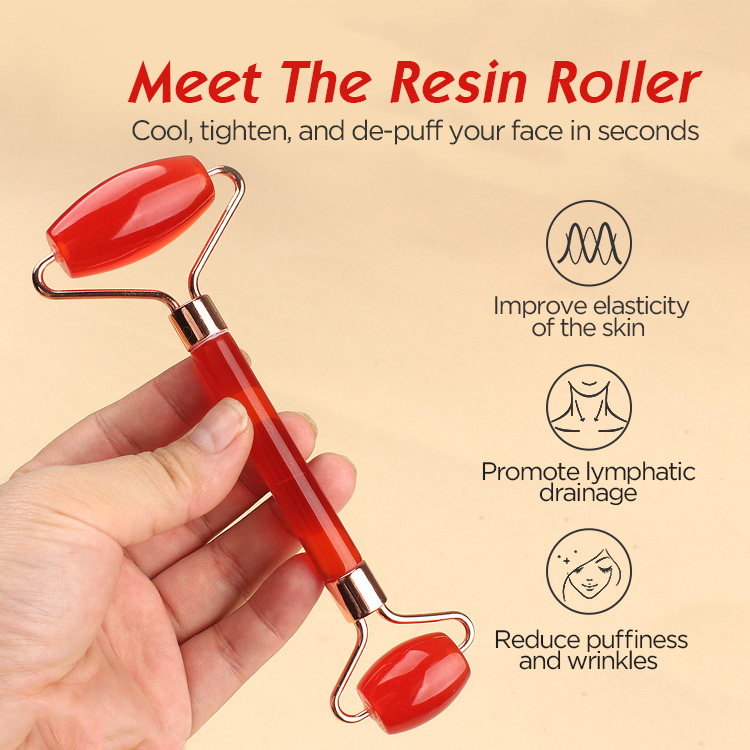 White Dual-Head Resin Facial Roller and Heart-Shaped Gua Sha Set for Home SPA Skincare and Face Neck Massage - Image 3