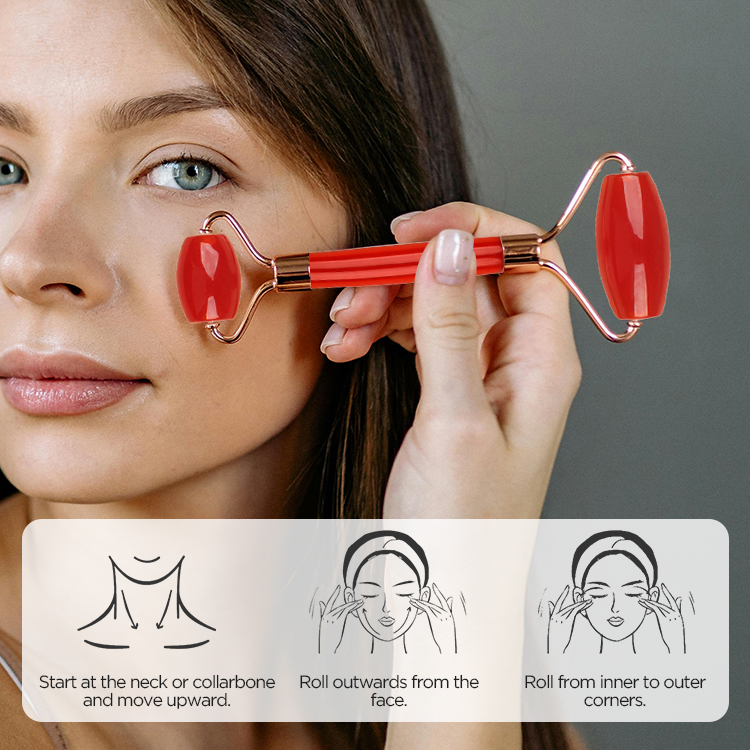 White Dual-Head Resin Facial Roller and Heart-Shaped Gua Sha Set for Home SPA Skincare and Face Neck Massage - Image 6