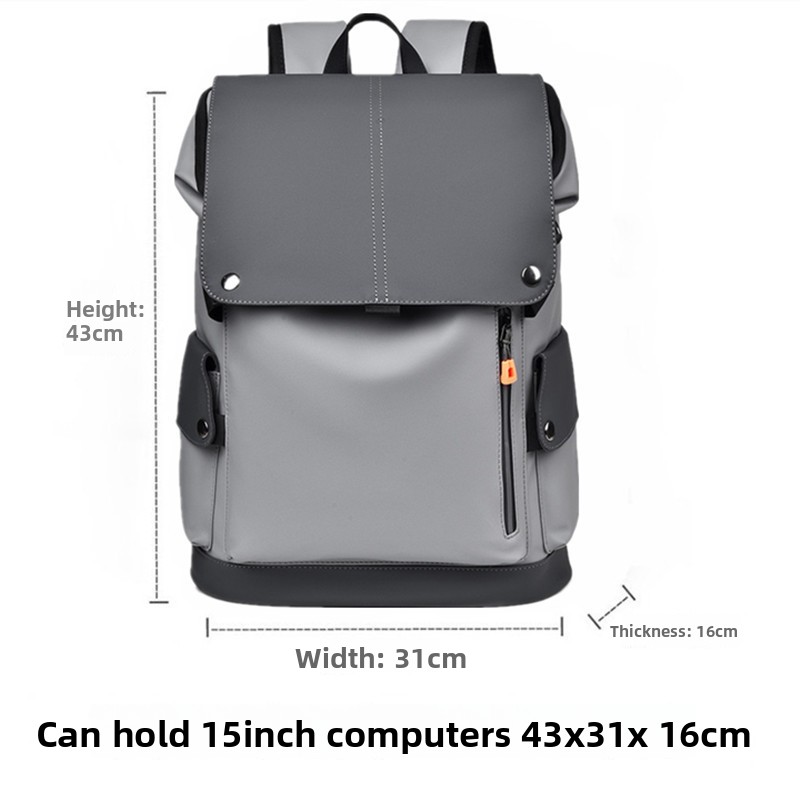 Light grey Men Large Capacity Business Laptop Backpack Waterproof PU Leather Travel Rucksack with USB Port for Work and Travel in Australia - Image 1