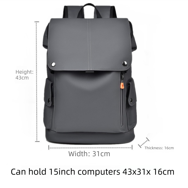 Dark grey Men Large Capacity Business Laptop Backpack Waterproof PU Leather Travel Rucksack with USB Port for Work and Travel in Australia - Image 1