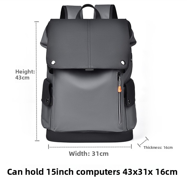 Black and gray Men Large Capacity Business Laptop Backpack Waterproof PU Leather Travel Rucksack with USB Port for Work and Travel in Australia - Image 1