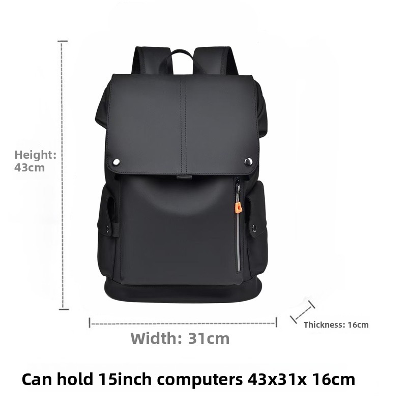 Black Men Large Capacity Business Laptop Backpack Waterproof PU Leather Travel Rucksack with USB Port for Work and Travel in Australia - Image 1
