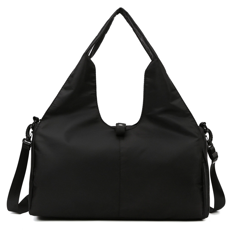 Black Women Large Capacity Yoga Gym Bag with Shoe Compartment and Mat Strap Water Resistant Travel Duffel Lightweight Tote for Fitness and Weekend Trips - Image 1