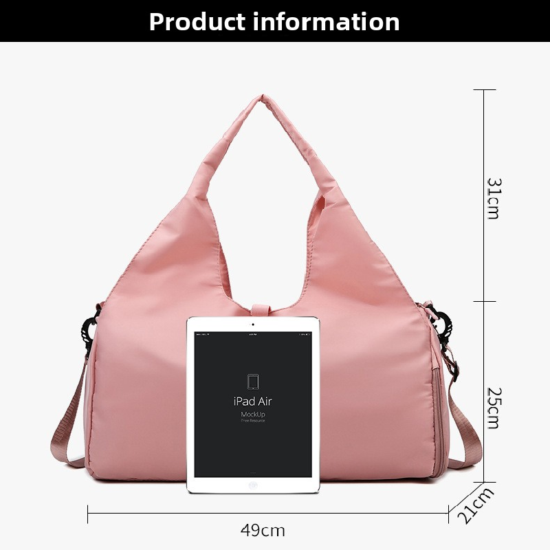 Pink Women Large Capacity Yoga Gym Bag with Shoe Compartment and Mat Strap Water Resistant Travel Duffel Lightweight Tote for Fitness and Weekend Trips - Image 6