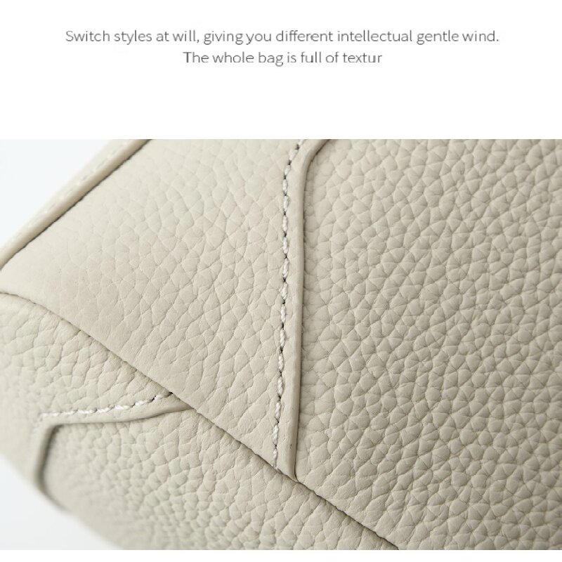 Black Women Genuine First Layer Cowhide Boston Bag Fashionable Handheld Crossbody Shoulder Bag with 115cm Adjustable Strap - Image 3
