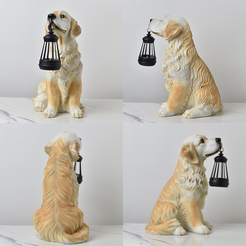 Solar Dog Garden Statue with Lantern Waterproof Resin Puppy Ornament for Outdoor Patio Pathway Backyard Decoration Australian Pet Lovers(A) - Image 4