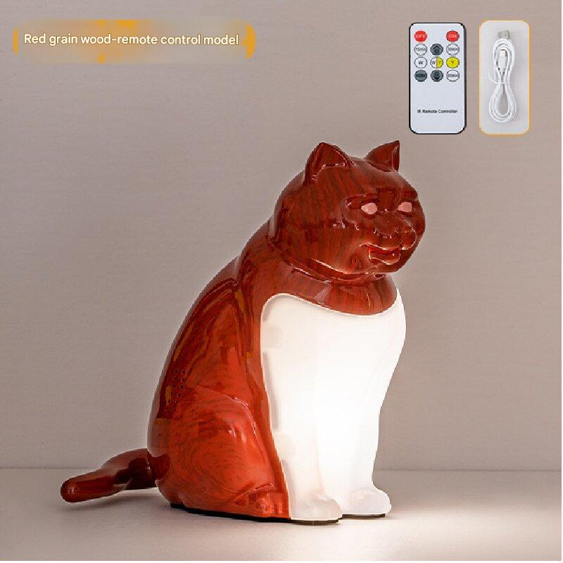 Red Lucky Cat Rechargeable Desk Lamp with Sound and Aromatherapy Function Remote Control Eye Care Night Light for Local Home Bedroom and Modern Living Areas - Image 1