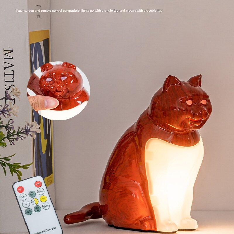 Red Lucky Cat Rechargeable Desk Lamp with Sound and Aromatherapy Function Remote Control Eye Care Night Light for Local Home Bedroom and Modern Living Areas - Image 5