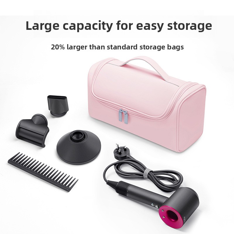 Grey Portable Hair Dryer and Curler Storage Bag Waterproof PU Leather Travel Case with Hanging Hook for Local Professionals and Modern Lifestyles - Image 4