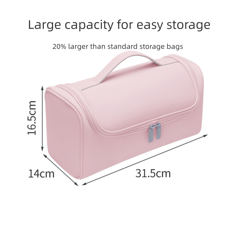 Pink Portable Hair Dryer and Curler Storage Bag Waterproof PU Leather Travel Case with Hanging Hook for Local Professionals and Modern Lifestyles - Image 5