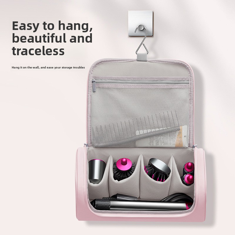 Blue Portable Hair Dryer and Curler Storage Bag Waterproof PU Leather Travel Case with Hanging Hook for Local Professionals and Modern Lifestyles - Image 2