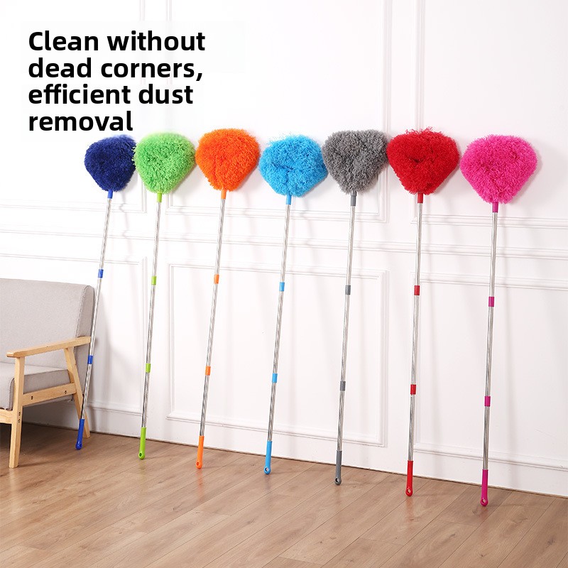 Grey Long Handle Ceiling Fan Duster with Hollow Microfiber Head and Extendable Stainless Steel Pole for High Reach Home Cleaning Efficiency - Image 2