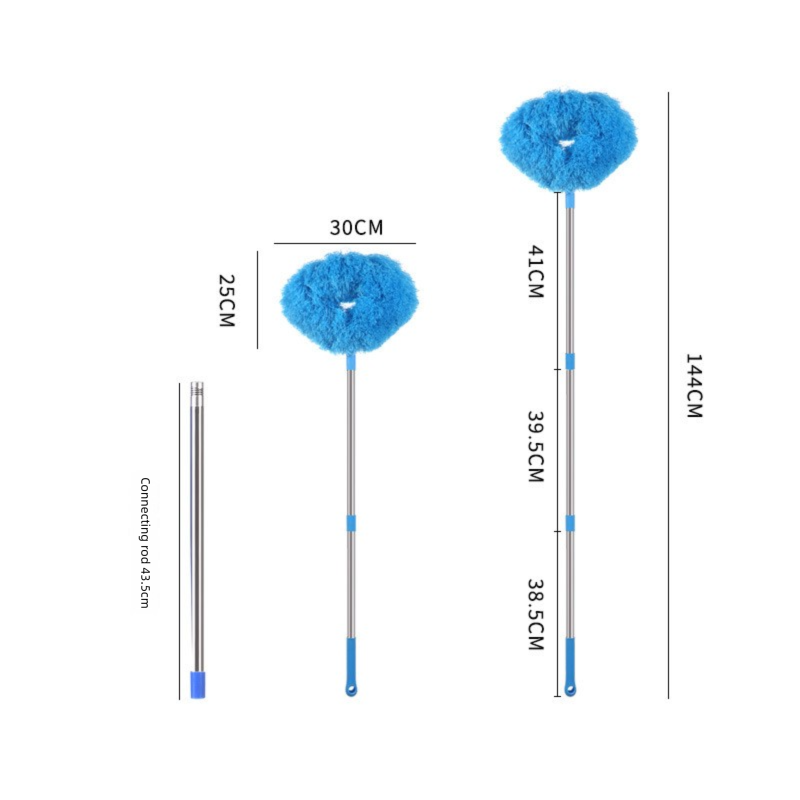 Grey Long Handle Ceiling Fan Duster with Hollow Microfiber Head and Extendable Stainless Steel Pole for High Reach Home Cleaning Efficiency - Image 5