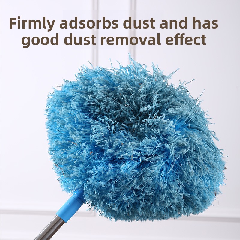 Light blue Long Handle Ceiling Fan Duster with Hollow Microfiber Head and Extendable Stainless Steel Pole for High Reach Home Cleaning Efficiency - Image 3