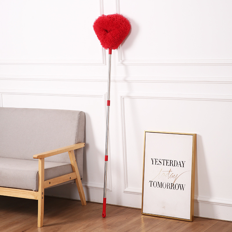 Red Long Handle Ceiling Fan Duster with Hollow Microfiber Head and Extendable Stainless Steel Pole for High Reach Home Cleaning Efficiency - Image 1