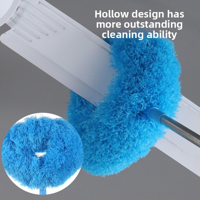 Rose Red Long Handle Ceiling Fan Duster with Hollow Microfiber Head and Extendable Stainless Steel Pole for High Reach Home Cleaning Efficiency - Image 4