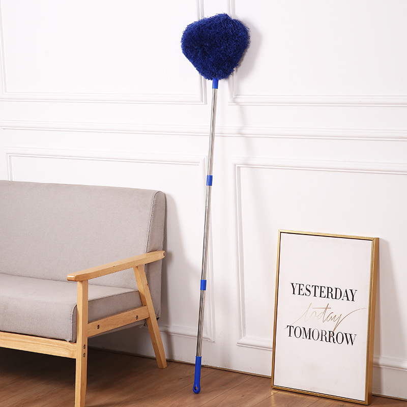 Royal blue Long Handle Ceiling Fan Duster with Hollow Microfiber Head and Extendable Stainless Steel Pole for High Reach Home Cleaning Efficiency - Image 1