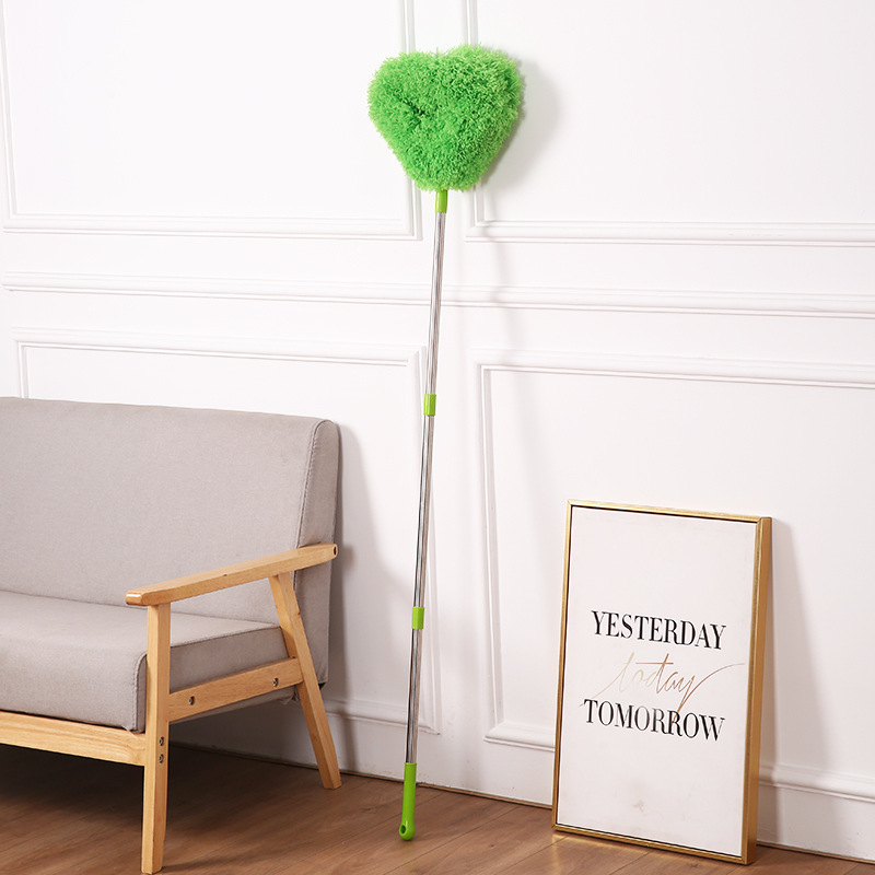 Green Long Handle Ceiling Fan Duster with Hollow Microfiber Head and Extendable Stainless Steel Pole for High Reach Home Cleaning Efficiency - Image 1