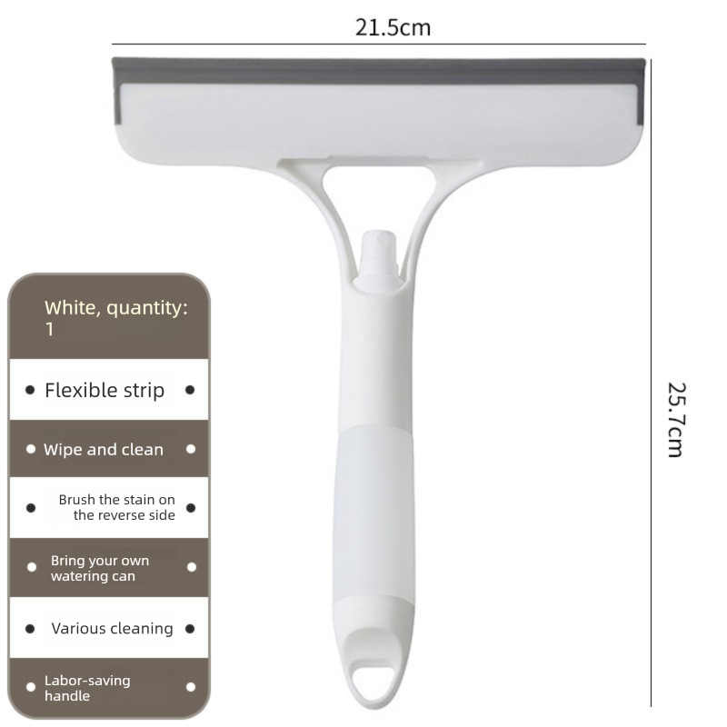 2-PCS White 3-in-1 Window Squeegee with Built-in Spray Bottle and TPR Scraper for Glass and Car Windshields Professional Multi-Purpose Local Cleaning Solution - Image 1