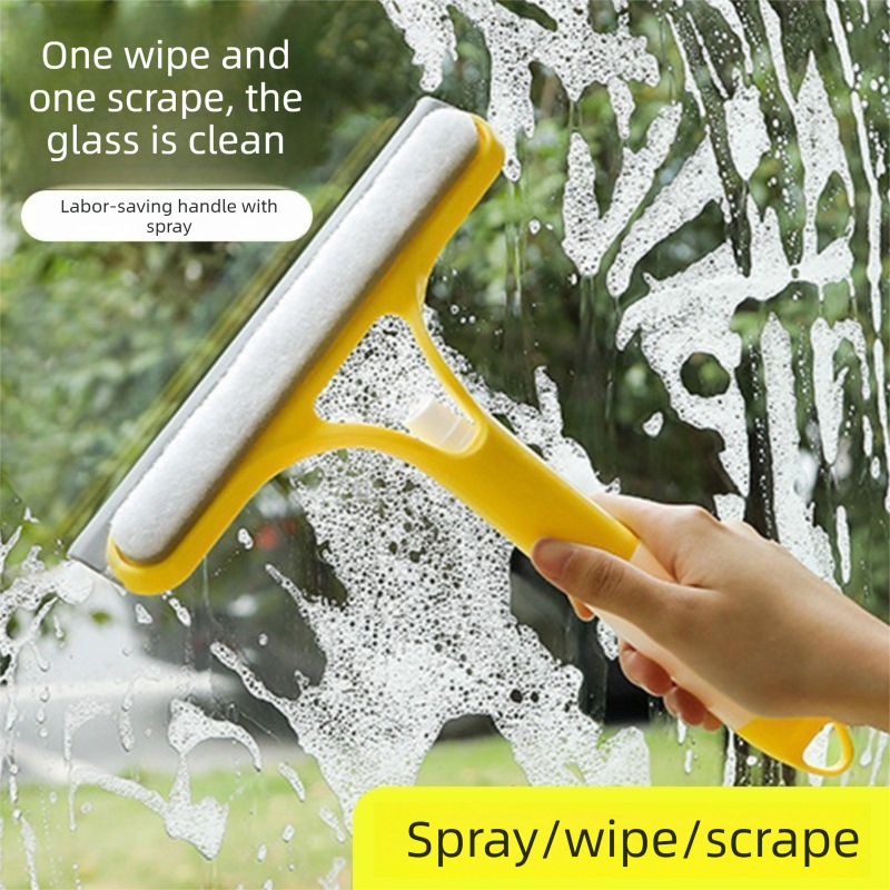 2-PCS White 3-in-1 Window Squeegee with Built-in Spray Bottle and TPR Scraper for Glass and Car Windshields Professional Multi-Purpose Local Cleaning Solution - Image 2