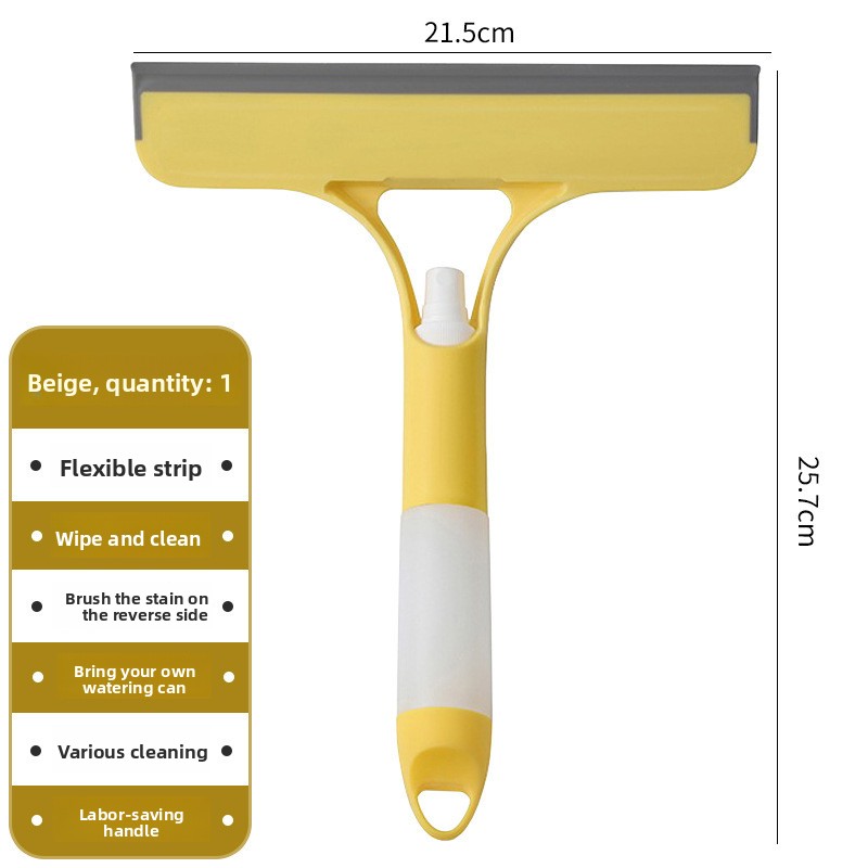 2-PCS Yellow 3-in-1 Window Squeegee with Built-in Spray Bottle and TPR Scraper for Glass and Car Windshields Professional Multi-Purpose Local Cleaning Solution - Image 1